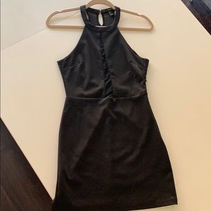 Black body con dress with mesh cut out